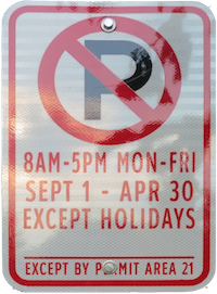 New Area 21 Parking Permit Sign
